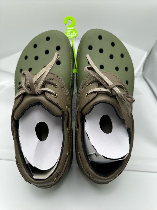 CROCS Shoes - CROCS Olive Green Clog with Lace-Style Detail